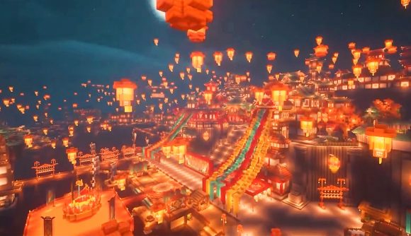 Genshin Impact's Lantern Festival in Liyue recreated in Minecraft