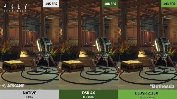 Nvidia DLDSR and DSR comparison using the game Prey as an example 