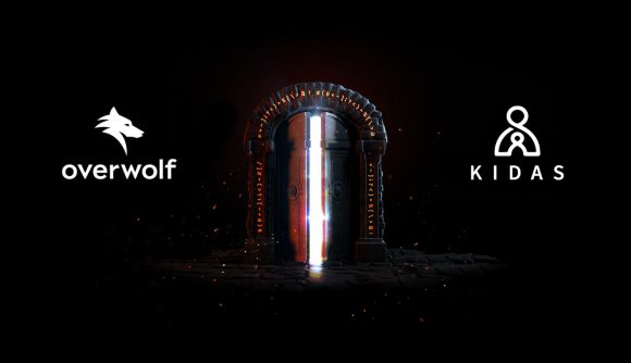 The logos for Overwolf and Kidas, around an opening door
