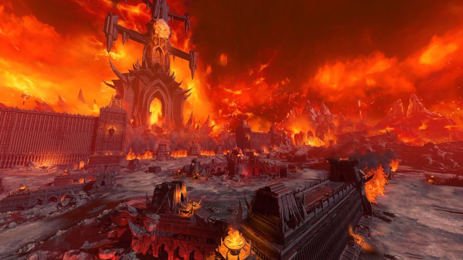 A demonic hellscape from Total War: Warhammer 3