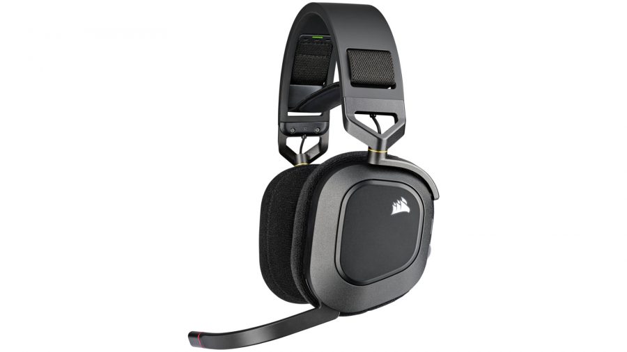 A product photo of the Corsair HS80 gaming headset