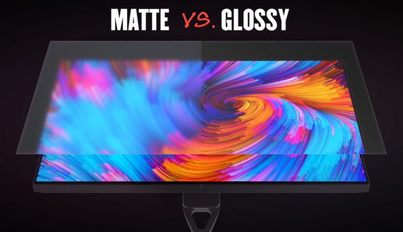 The Eve Spectrum glossy gaming monitor compared with the matte version