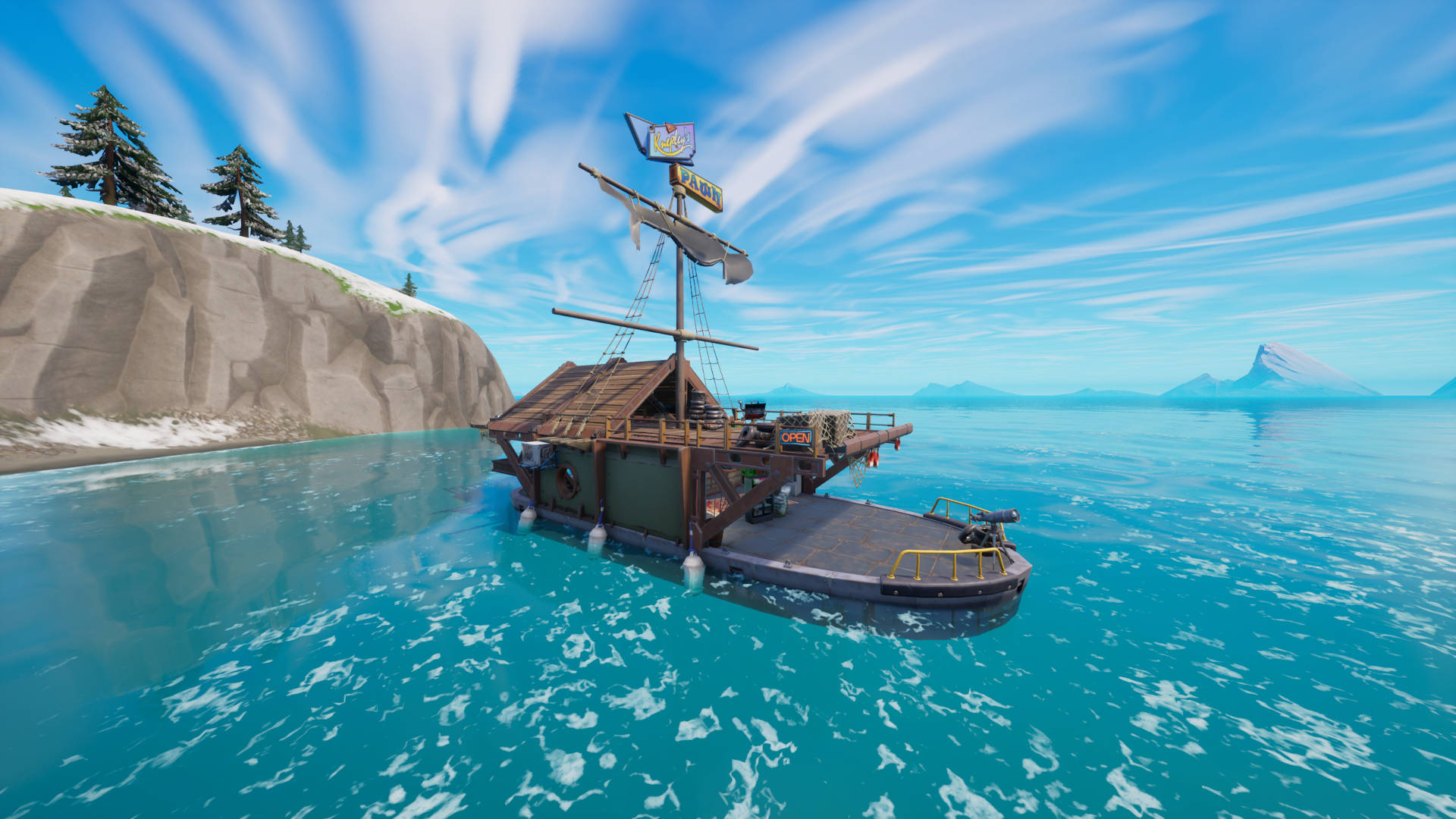 How to visit Adrift or Pawntoon in a motorboat in Fortnite