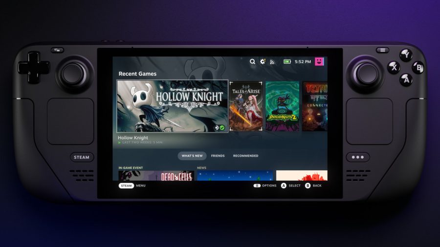 Steam Deck in handheld mode shows off its interface
