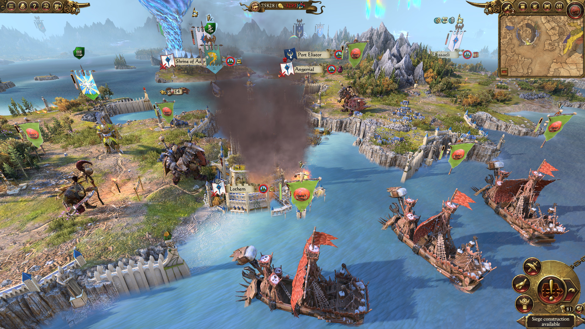 A shot of the Warhammer campaign map from the Immortal Empires Warhammer 3 DLC