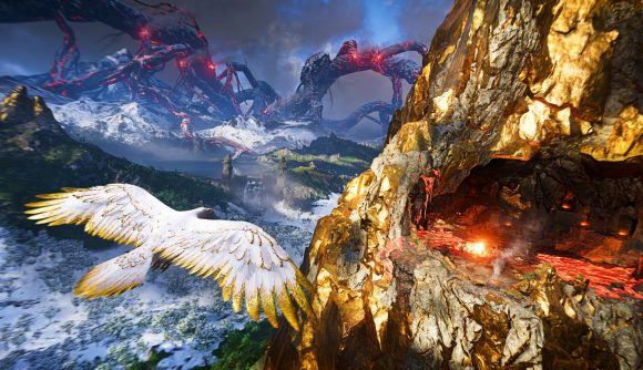 A Raven swoops in during Assassin's Creed Valhalla's Dawn of Ragnarock DLC