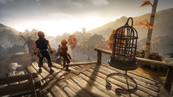 Two small boys stare at the horizon in Brothers: A Tale of Two Sons