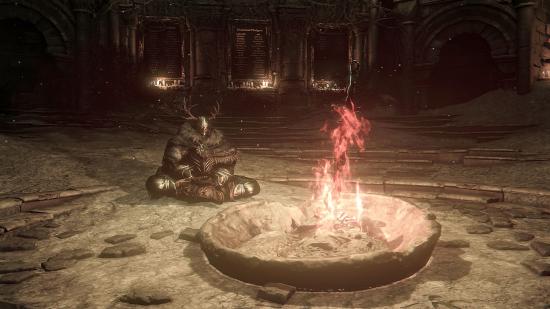 Resting by a bonfire in the Convergence mod for Dark Souls 3