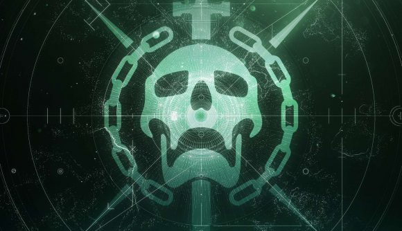 The promo image for Destiny 2's new raid, Vow of the Disciple, featuring a skull surrounded by chains