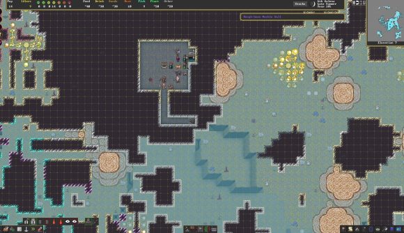 The map screen in Dwarf Fortress's new interface