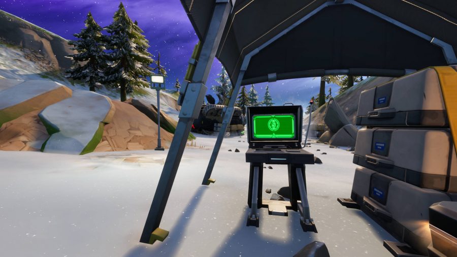 One of the mole team drill sites in Fortnite, with electronic equipment to destroy.