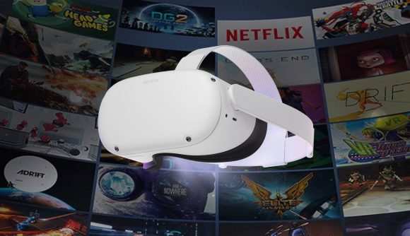 Oculus Quest 2 headset with Quest store backdrop
