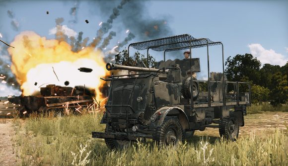 A soldier mans an AAA gun in Steel Division 2's new Liberation of Italy DLC.
