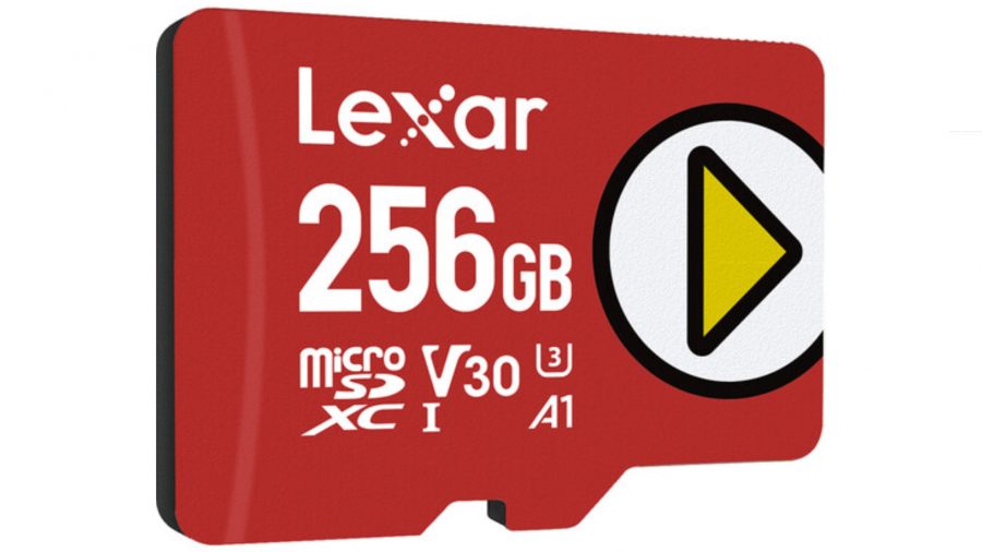Best SD Card for the Steam Deck: The Lexar Play microSD Card Against a White Background