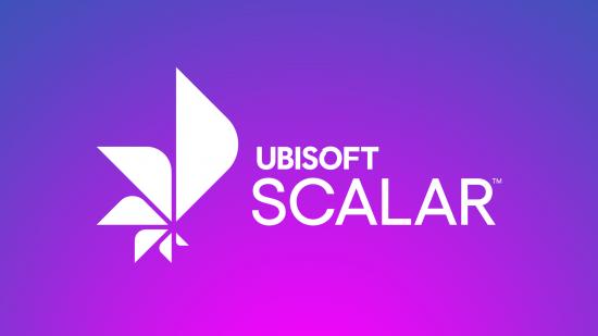 Ubisoft Scalar cloud computing logo on blue and pink backdrop