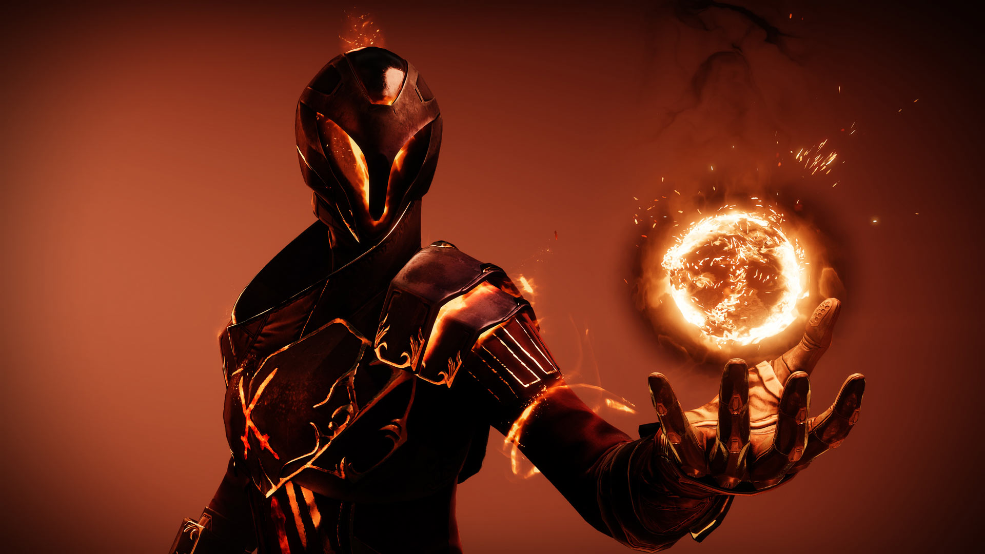 Destiny 2 classes: the Solar Warlock subclass holding an orb of burning energy