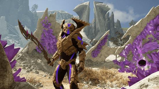A warrior in Elex II approaching with a sword in hand