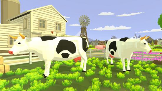 Harvest Days release date: Two polygonal cows in a pasture