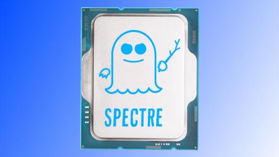 The Spectre logo imposed on an Alder Lake CPU