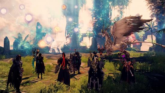 Lost Ark players challenge two raid bosses on a field after a weekly update