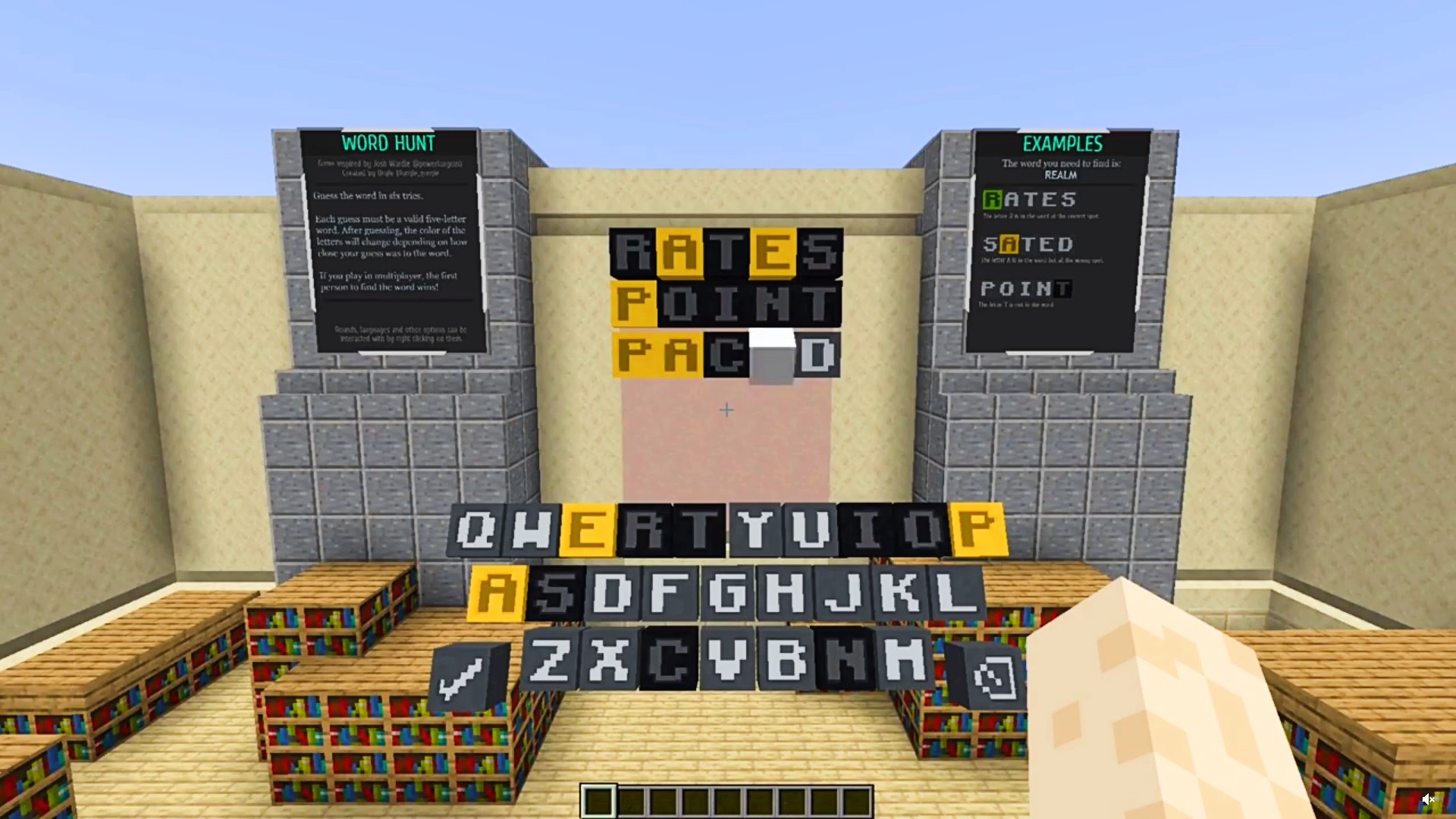 This Minecraft build is fully functional Wordle