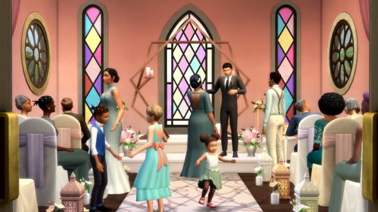 A ceremony in The Sims 4: My Wedding Stories
