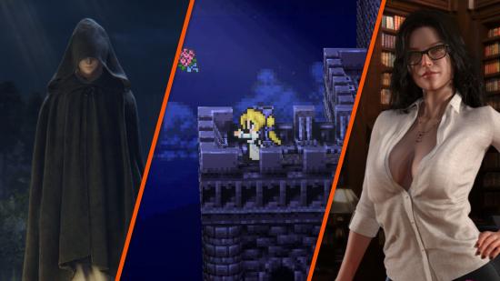 Images of Steam's top sellers for February 2022, including Elden Ring, Final Fantasy VI, and Treasure of Nadia