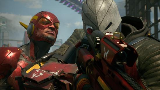 Suicide Squad game release date: A possessed Flash looks over Deadshot's shoulder