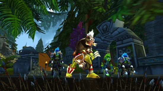 WoW update: a group of World of Warcraft players move through the forest