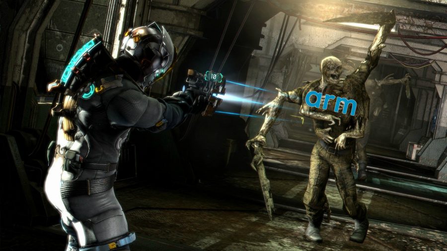 CPU and GPU giants like Intel and Nvidia need to lay off Arm: Isaac Clarke shoots at a Necromorph in Dead Space 3