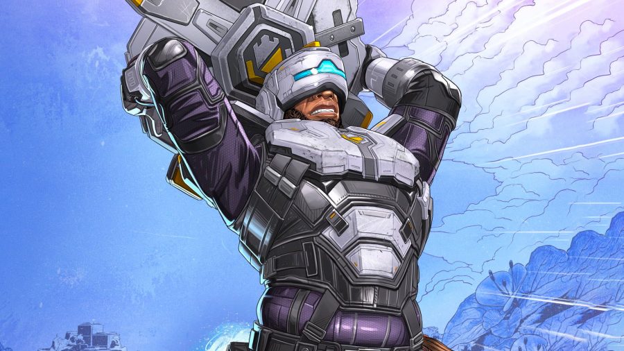 Apex Legends new Legend: Newcastle holding a shield above his head before launching it into the ground