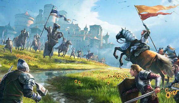 Elder Scrolls Online free: two knights fight on a grassy field
