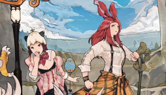Two characters in promotional art for the FFXIV Hatching-tide 2022 event
