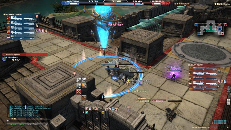 Final Fantasy XIV Crystalline Conflict PvP: Astra beating their opponents in a Crystalline Conflict match