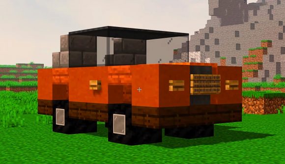 A Minecraft build of a car that uses Command Blocks