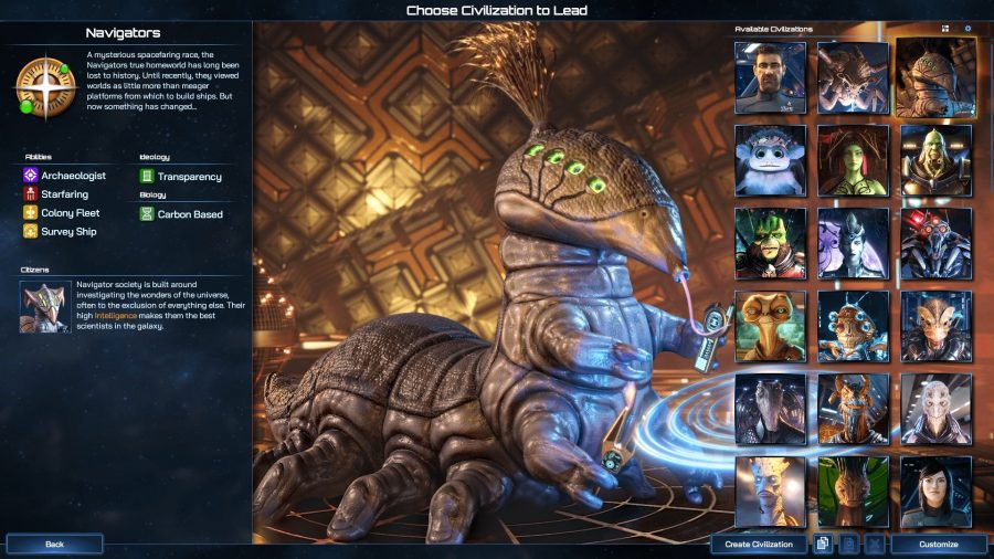 The menu screen of new game Galactic Civilizations 4