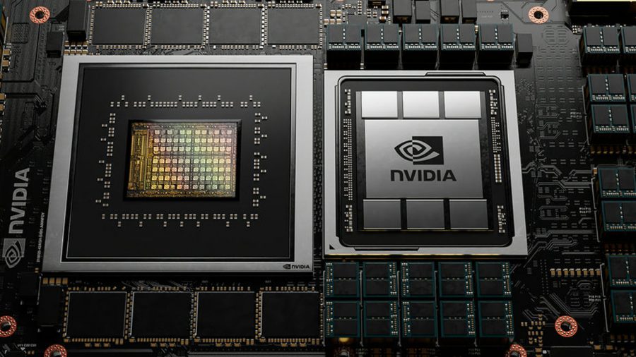 RTX 4070: Nvidia GPU and PCB with chip and logo in the center