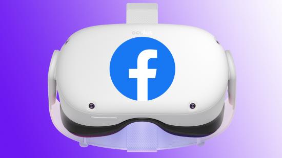 Oculus Quest 2 headset with Facebook logo on front