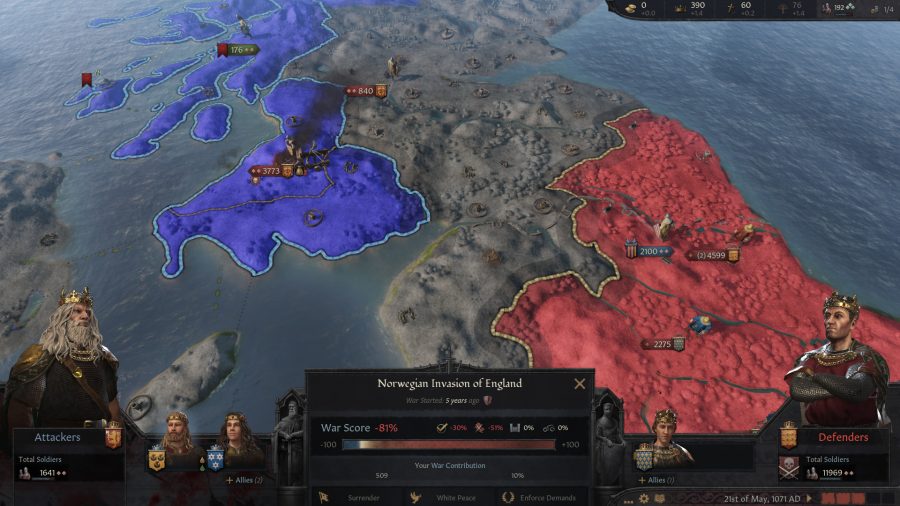 Tracking the Norwegian invasion of England in Crusader Kings 3, one of the best offline games