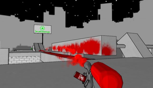 Spraying paint in Tag: The Power of Paint, the free indie game that became part of Portal 2