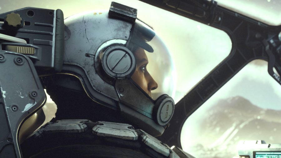 A character in a spaceship cockpit in Starfield, one of many PC games likely to be part of the Summer Game Fest schedule