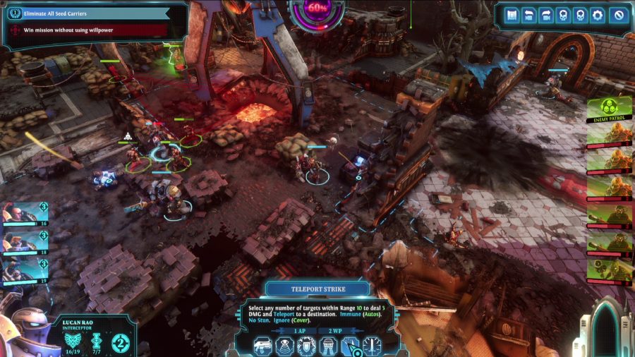 Warhammer 40k Chaos Gate Daemonhunters screenshot of gameplay with UI and tactical combat