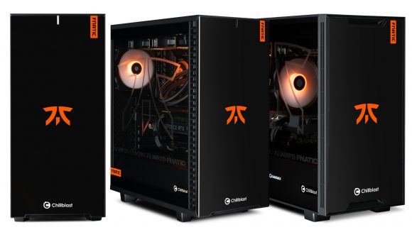 Chillblast teams up with Fnatic to produce three competitive gaming PC rigs, pictured against a white background