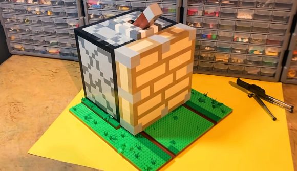 Minecraft piston build: a fan's build of a popular Minecraft item sits on a table