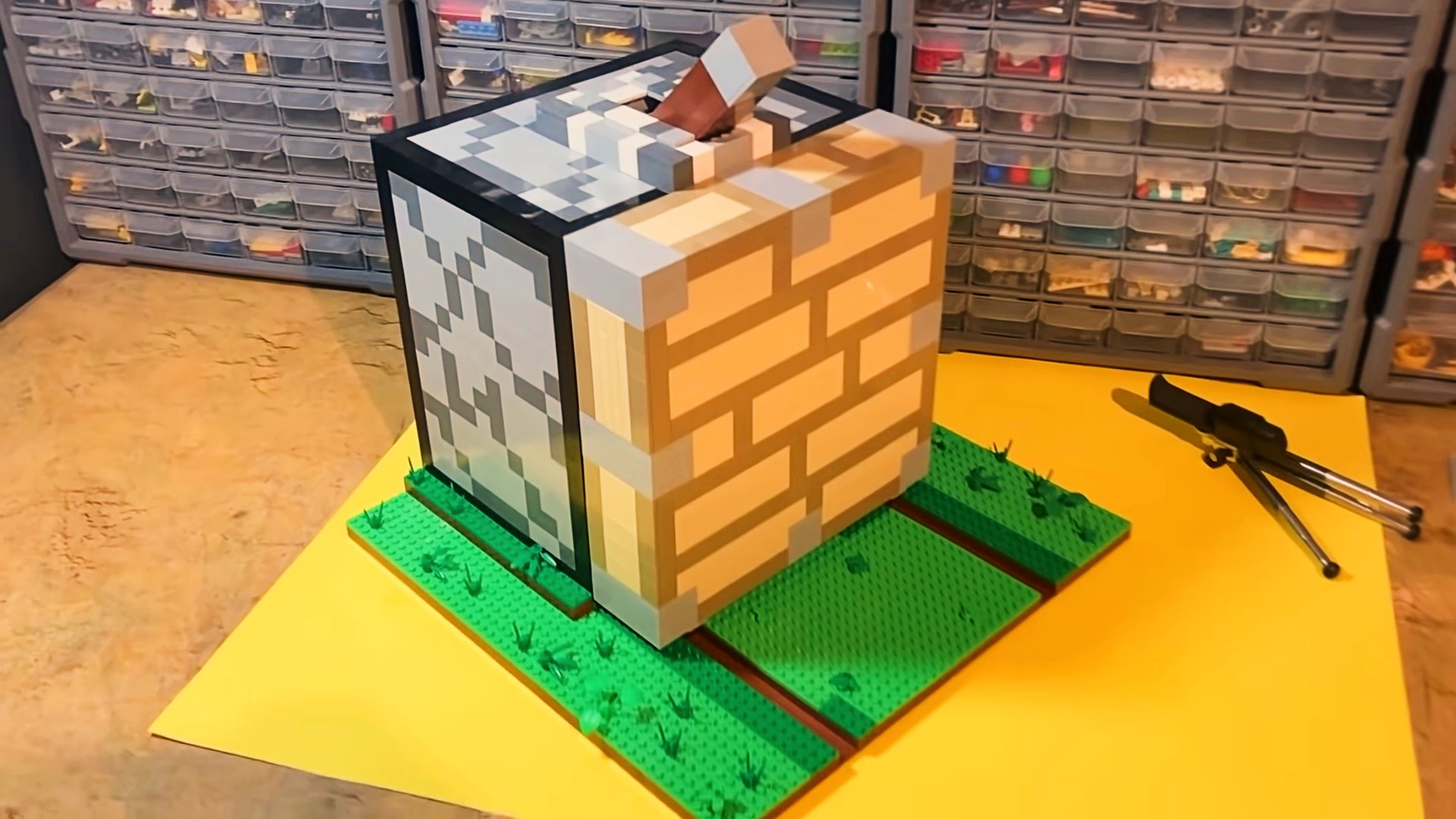 Fan builds Minecraft piston out of Lego