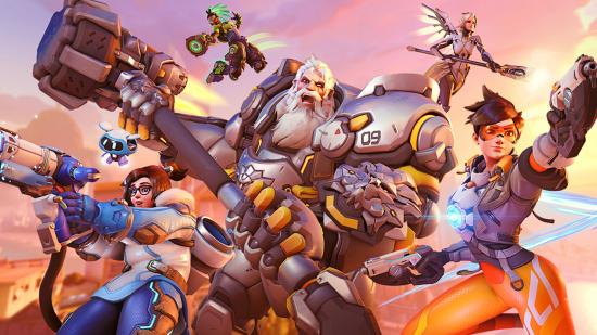 Overwatch 2 beta review: Reinhardt, a silver-bearded soldier in a shiny metal suit of power armour, leads the charge with his hammer, flanked by Mei with her ice gun and Tracer with her dual pistols
