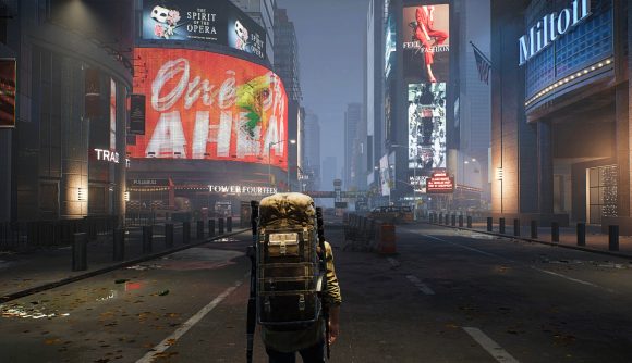The Day Before Unreal Engine 5: a person stands in a city overrun with infected humans