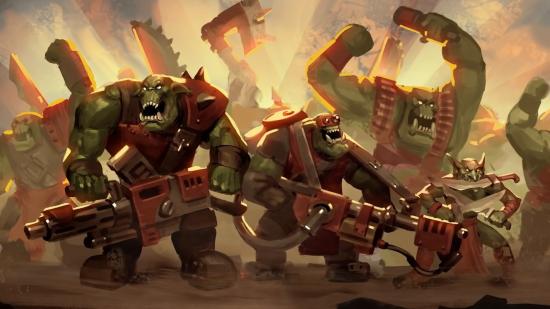World of Tanks promo art for Battle Pass Season VIII showing the orcs of the Evil Sunz tribe brandishing weapons.
