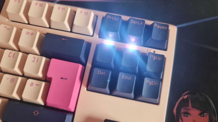 Ducky One 3 review - the caps lock and scroll lock indicator lights shine brightly