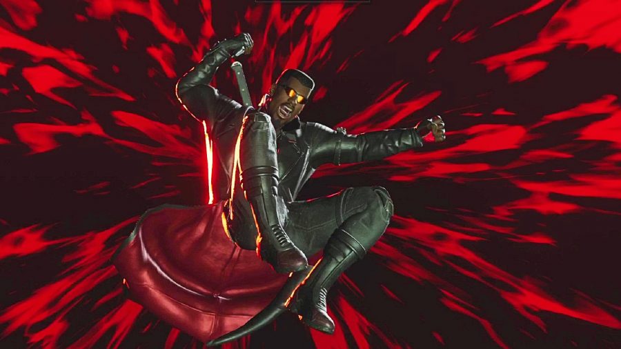 Blade jumps up to do an ultimate move in Marvel's Midnight Suns